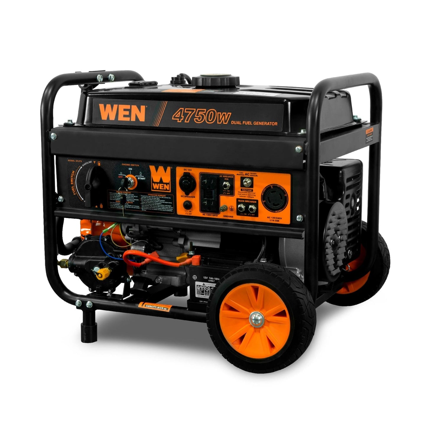 WEN DF475T 4,750-Watt 120V/240V Dual Fuel Portable Generator with Wheel Kit and Electric Start