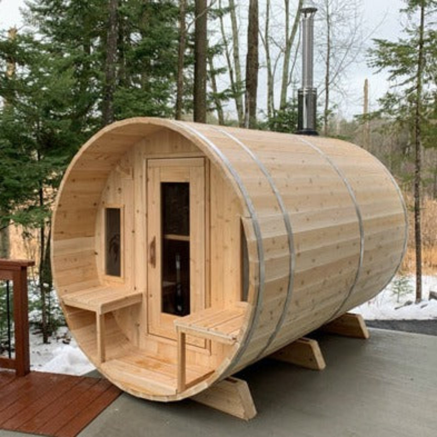 Dundalk Leisurecraft Canadian Timber Tranquility 6 Person Barrel Sauna - CTC2345W-1