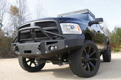 Fab Fours DR13-F2952-1 Dodge Ram 1500 2013-2018 Premium Front Bumper Sensor Winch Ready with Pre-Runner Guard