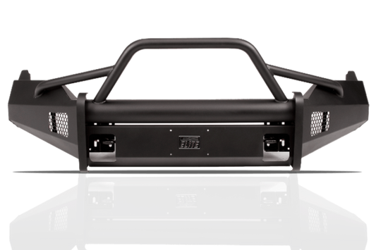 Fab Fours DR13-R2962-1 Dodge Ram 1500 2013-2018 Black Steel Elite Front Bumper Pre-Runner Guard with Tow Hooks