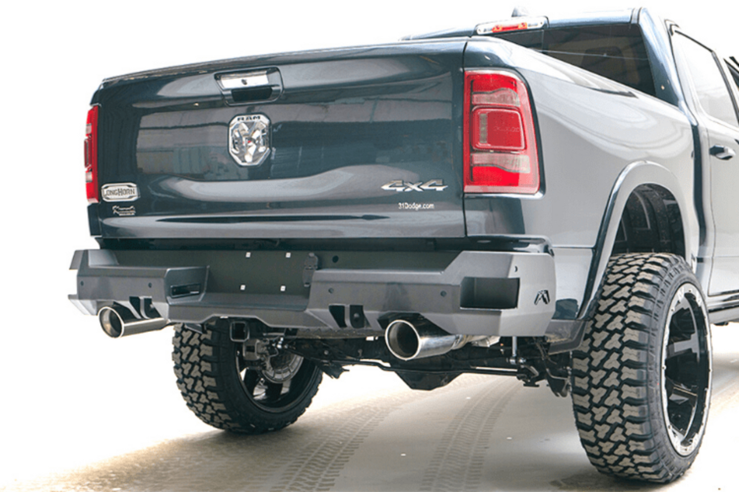 Fab Fours DR19-W4251-1 Dodge Ram 1500 2019-2025 Premium Rear Bumper with Sensor Dual Exhaust