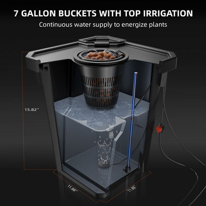Smart Hydroponic DWC Grow Tent Kit – 4-Bucket System with New SF2000 200W LED, 4” Inline Fan, 2 Clip Fans, GGS Power Strip, WiFi-Integrated Controls for Automated Lighting, Ventilation &amp; Circulation, and Environmental Sensors