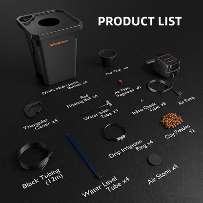 Smart Hydroponic DWC Grow Tent Kit – 4-Bucket System with New SF2000 200W LED, 4” Inline Fan, 2 Clip Fans, GGS Power Strip, WiFi-Integrated Controls for Automated Lighting, Ventilation &amp; Circulation, and Environmental Sensors