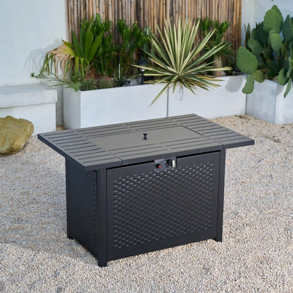 Deko Living Rectangular Outdoor Propane Gas Fire Pit Table 50,000 BTU Propane with Lava Rock Filler  - COB10010