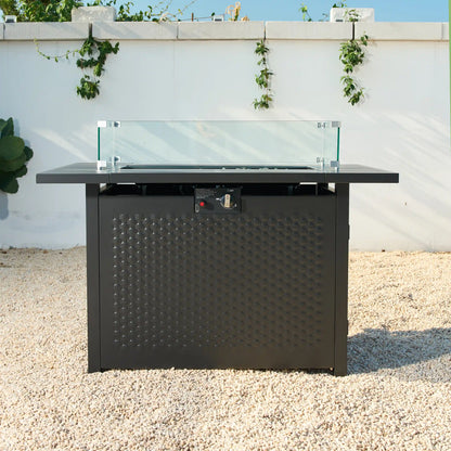Deko Living Rectangular Outdoor Propane Gas Fire Pit Table 50,000 BTU Propane with Lava Rock Filler  - COB10010