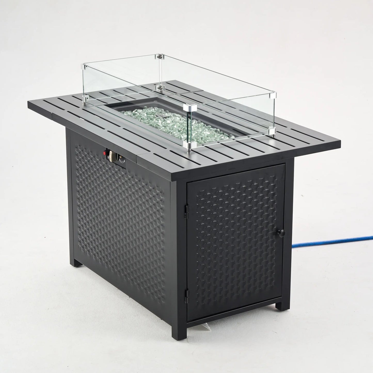 Deko Living Rectangular Outdoor Propane Gas Fire Pit Table 50,000 BTU Propane with Lava Rock Filler  - COB10010
