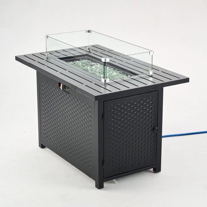 Deko Living Rectangular Outdoor Propane Gas Fire Pit Table 50,000 BTU Propane with Lava Rock Filler  - COB10010
