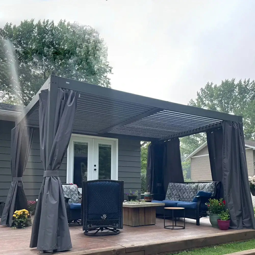 Domi Patio Aluminum Louvered Pergola - Gray