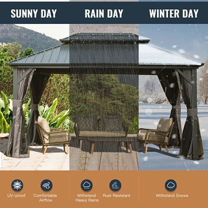 Hardtop Gazebo Classic W/ Netting & Curtain