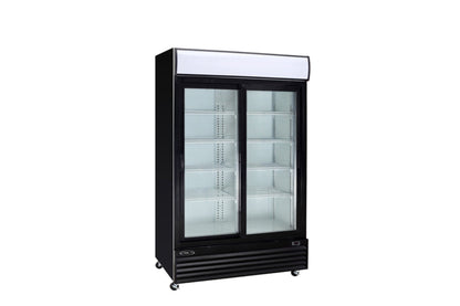 Kool-It 52" Wide 2 Slide Door Black Merchandiser Refrigerator - KSM-42