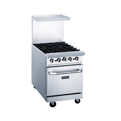 Chef AAA Commercial 24" Oven Range Four Open Burners Natural Gas - DCR24-4B
