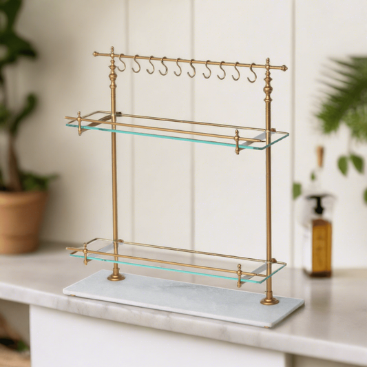 Park Hill Collection Southern Classic White Marble and Brass Bistro Rack - EAW26057