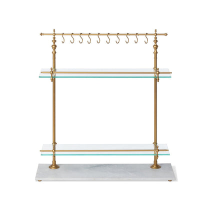 Park Hill Collection Southern Classic White Marble and Brass Bistro Rack - EAW26057