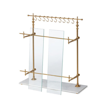 Park Hill Collection Southern Classic White Marble and Brass Bistro Rack - EAW26057