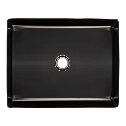 Eden Bath Rectangular 19 x 14 1/2" Stainless Steel Bathroom Vessel Sink with Drain in Black - EB_SS002BK