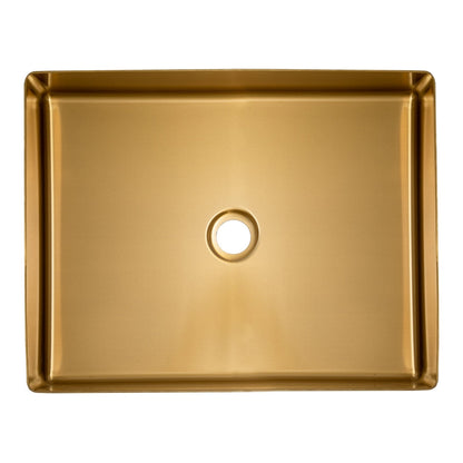 Eden Bath Rectangular 19" x 14 1/2" Stainless Steel Bathroom Vessel Sink with Drain in Gold - EB_SS002GD