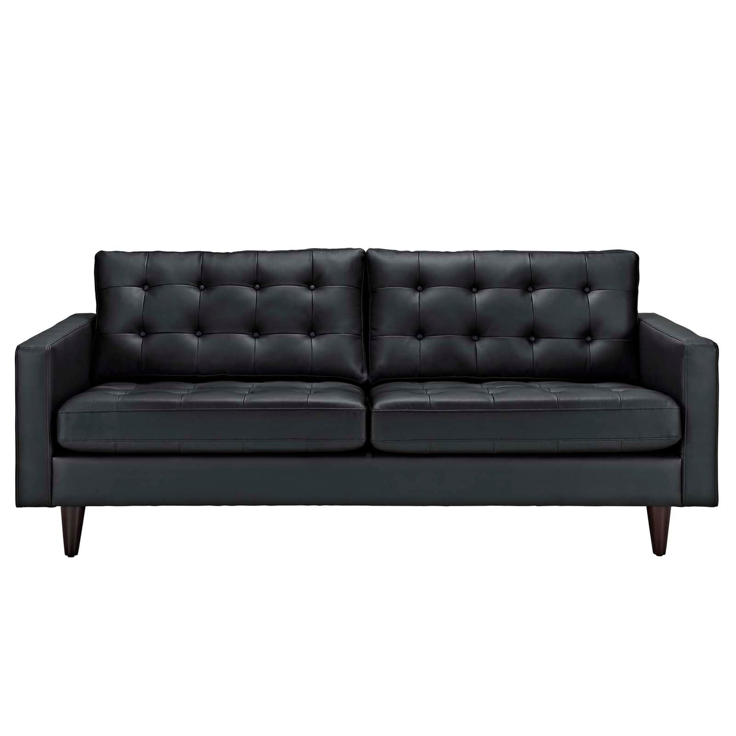 Modway Furniture Empress Bonded Leather Sofa - Plush, Deeply Tufted Design with Solid Wood Legs for Elegant Living Spaces - EEI-1010-BLK