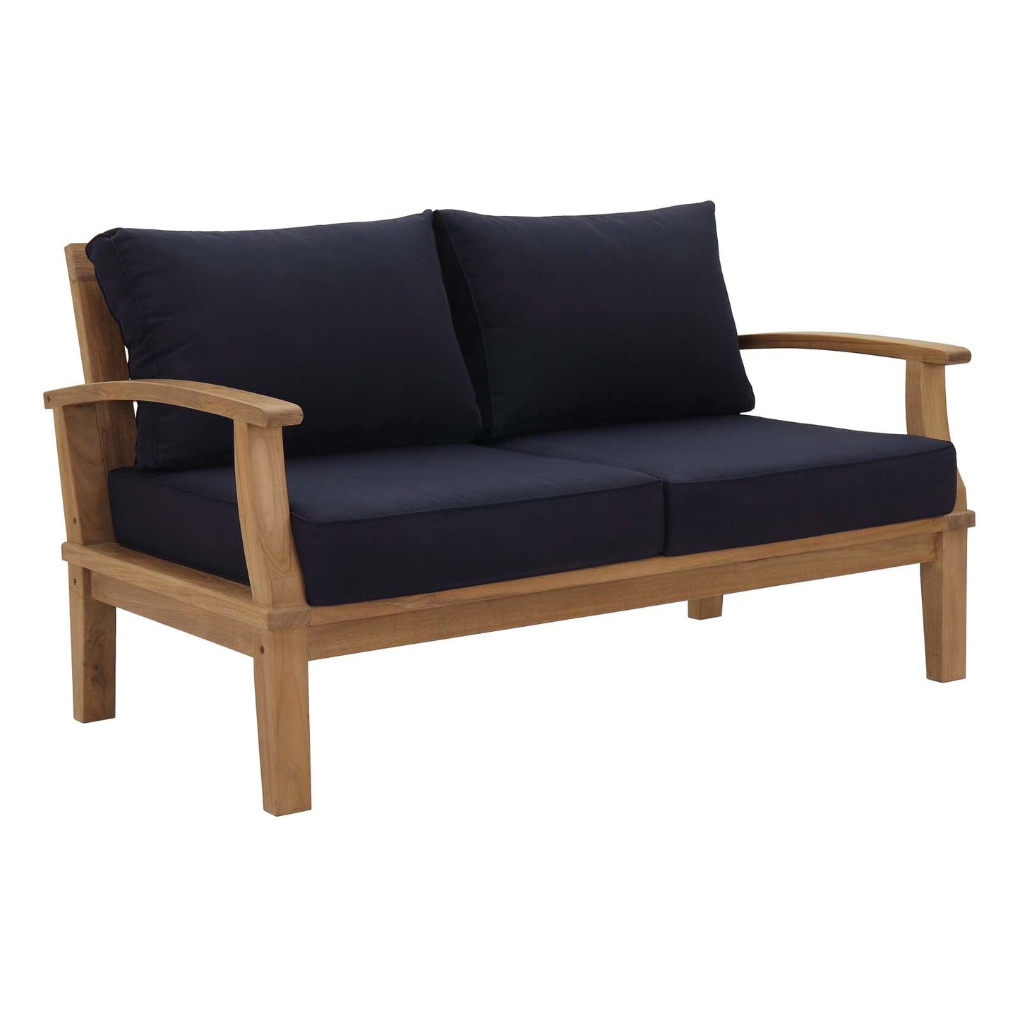 Modway furniture Marina Teak Wood Outdoor Loveseat - Luxurious All-Weather Seating for Your Patio & Garden Retreat - EEI-1144-NAT-GRY-SET