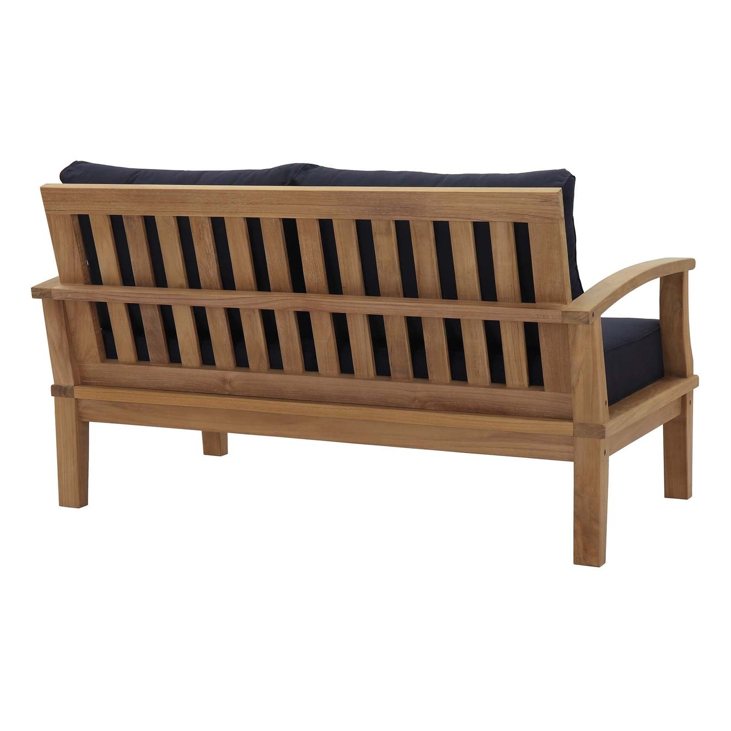 Modway furniture Marina Teak Wood Outdoor Loveseat - Luxurious All-Weather Seating for Your Patio & Garden Retreat - EEI-1144-NAT-GRY-SET