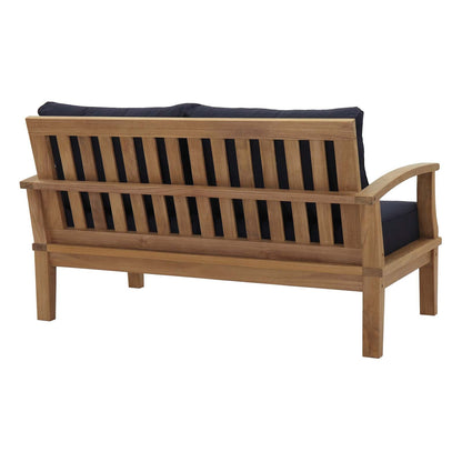 Modway furniture Marina Teak Wood Outdoor Loveseat - Luxurious All-Weather Seating for Your Patio & Garden Retreat - EEI-1144-NAT-GRY-SET