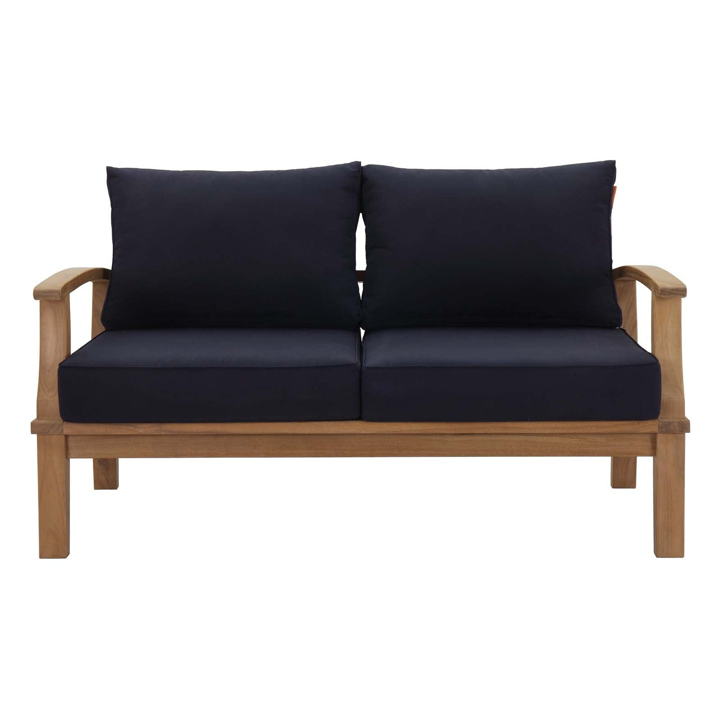 Modway furniture Marina Teak Wood Outdoor Loveseat - Luxurious All-Weather Seating for Your Patio & Garden Retreat - EEI-1144-NAT-GRY-SET