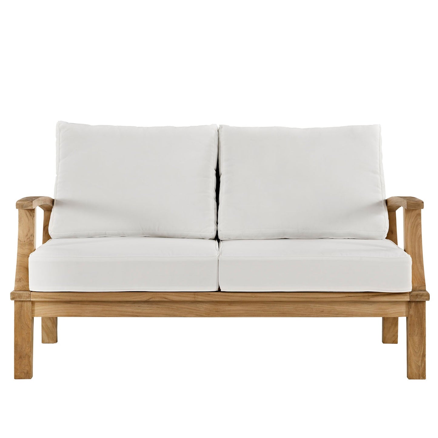 Modway furniture Marina Teak Wood Outdoor Loveseat - Luxurious All-Weather Seating for Your Patio & Garden Retreat - EEI-1144-NAT-GRY-SET