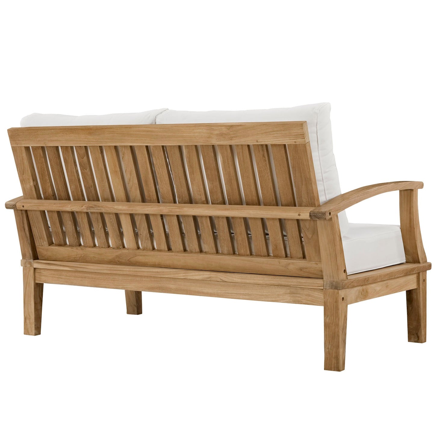 Modway furniture Marina Teak Wood Outdoor Loveseat - Luxurious All-Weather Seating for Your Patio & Garden Retreat - EEI-1144-NAT-GRY-SET