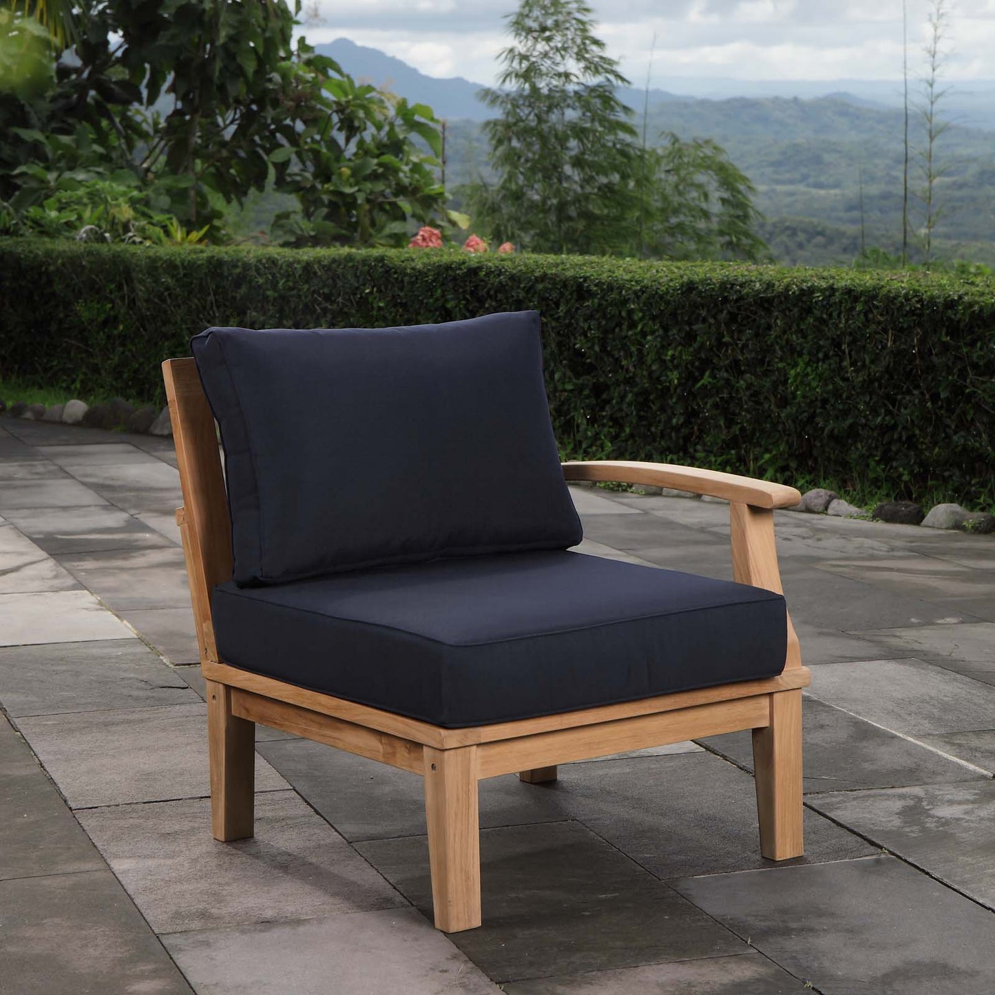 Modway Furniture Marina Outdoor Patio Teak Right-Facing Sofa - EEI-1149-NAT-NAV-SET
