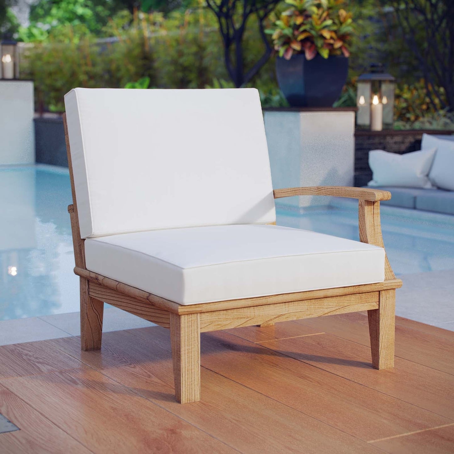 Modway Furniture Marina Outdoor Patio Teak Right-Facing Sofa - EEI-1149-NAT-NAV-SET