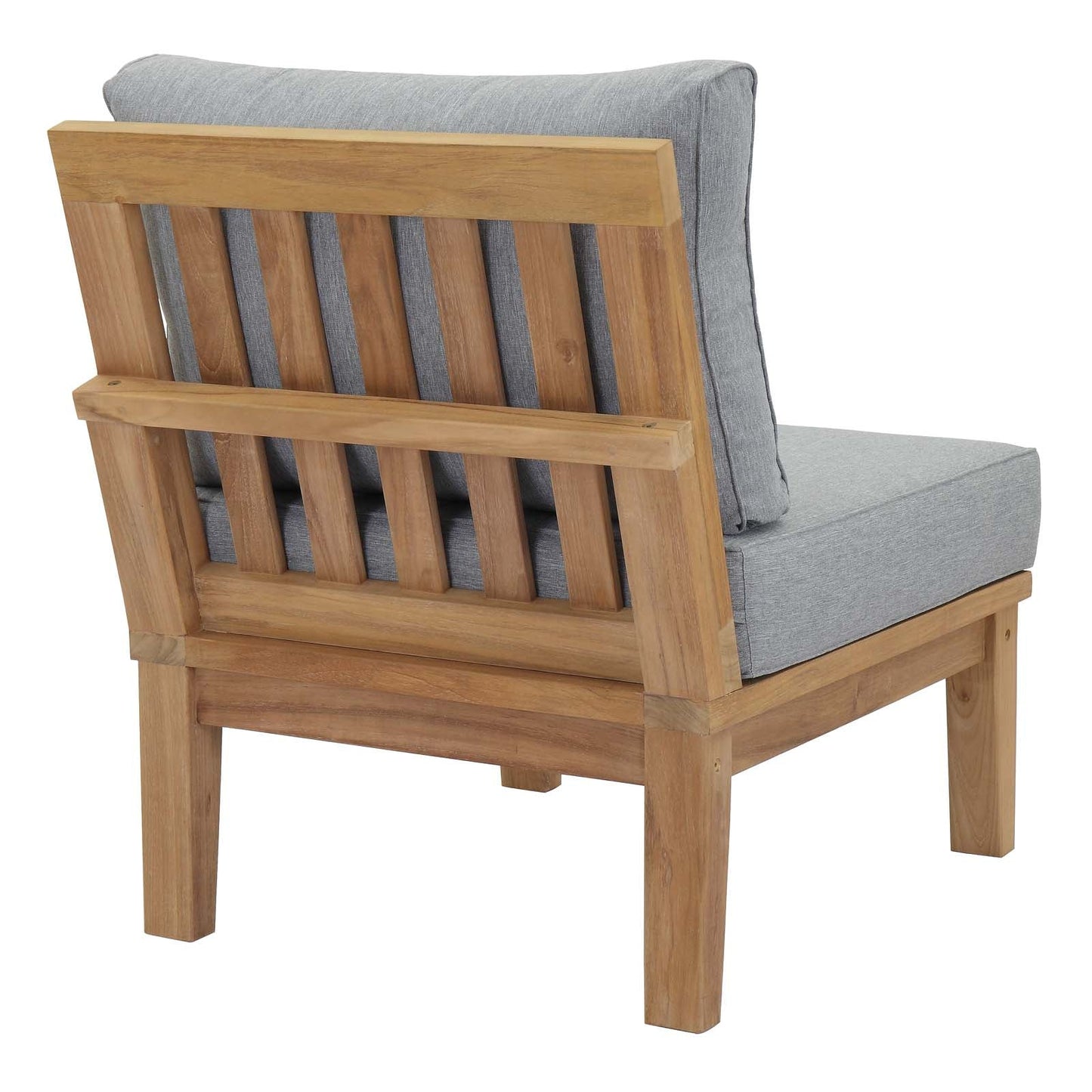 Modway Furniture Marina Armless Outdoor Patio Teak Sofa - EEI-1150-NAT-GRY-SET