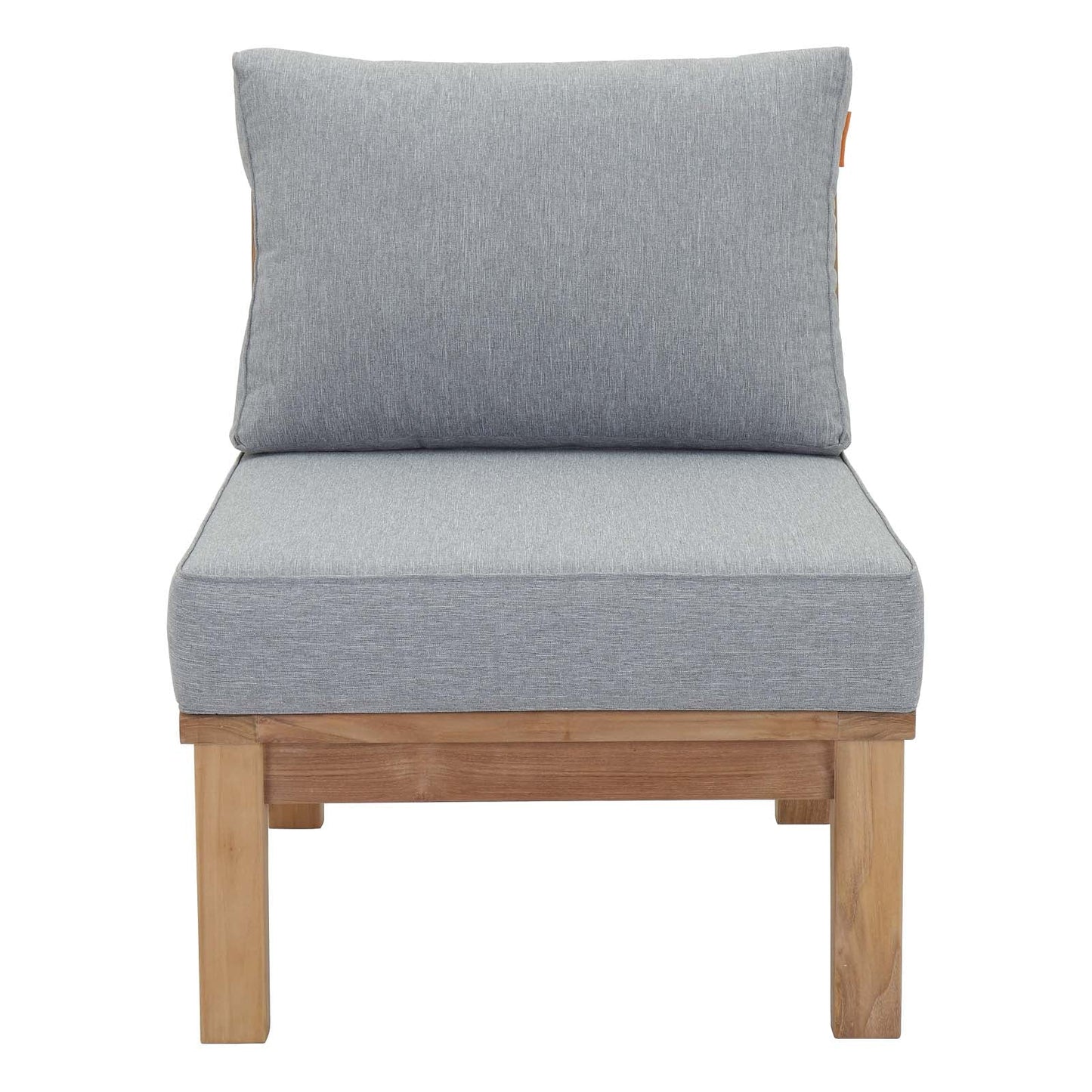 Modway Furniture Marina Armless Outdoor Patio Teak Sofa - EEI-1150-NAT-GRY-SET
