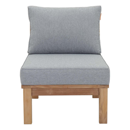 Modway Furniture Marina Armless Outdoor Patio Teak Sofa - EEI-1150-NAT-GRY-SET