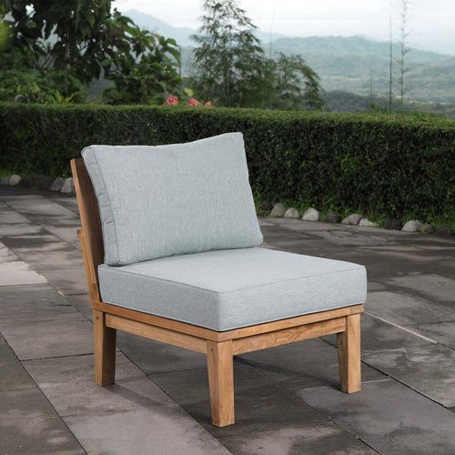 Modway Furniture Marina Armless Outdoor Patio Teak Sofa - EEI-1150-NAT-GRY-SET
