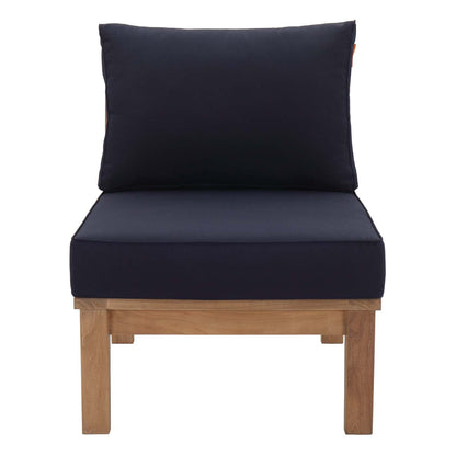 Modway Furniture Marina Armless Outdoor Patio Teak Sofa - EEI-1150-NAT-GRY-SET