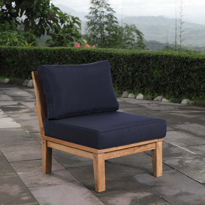 Modway Furniture Marina Armless Outdoor Patio Teak Sofa - EEI-1150-NAT-GRY-SET