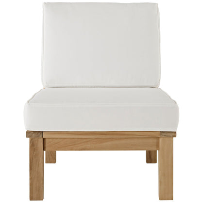 Modway Furniture Marina Armless Outdoor Patio Teak Sofa - EEI-1150-NAT-GRY-SET
