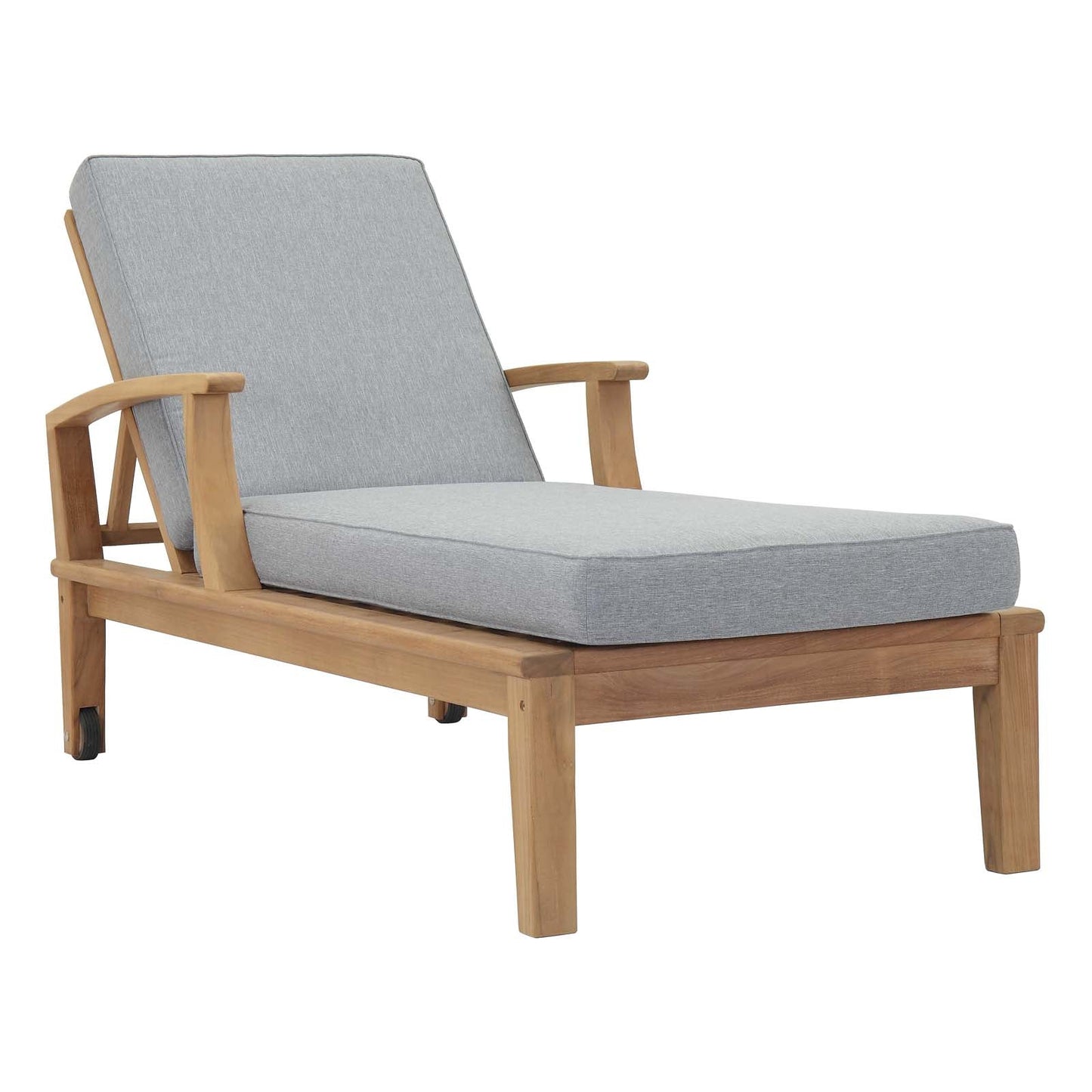 Modway Furniture Marina Outdoor Patio Teak Single Chaise - EEI-1151-NAT-WHI-SET