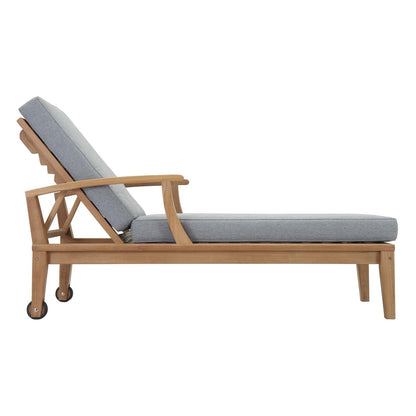 Modway Furniture Marina Outdoor Patio Teak Single Chaise - EEI-1151-NAT-WHI-SET