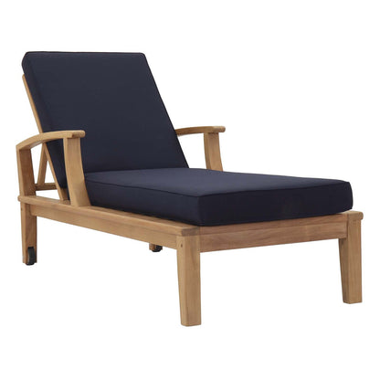 Modway Furniture Marina Outdoor Patio Teak Single Chaise - EEI-1151-NAT-WHI-SET