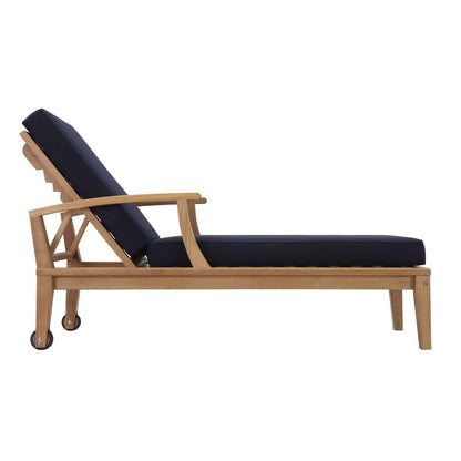 Modway Furniture Marina Outdoor Patio Teak Single Chaise - EEI-1151-NAT-WHI-SET