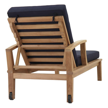 Modway Furniture Marina Outdoor Patio Teak Single Chaise - EEI-1151-NAT-WHI-SET