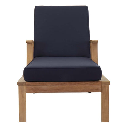 Modway Furniture Marina Outdoor Patio Teak Single Chaise - EEI-1151-NAT-WHI-SET