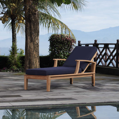 Modway Furniture Marina Outdoor Patio Teak Single Chaise - EEI-1151-NAT-WHI-SET