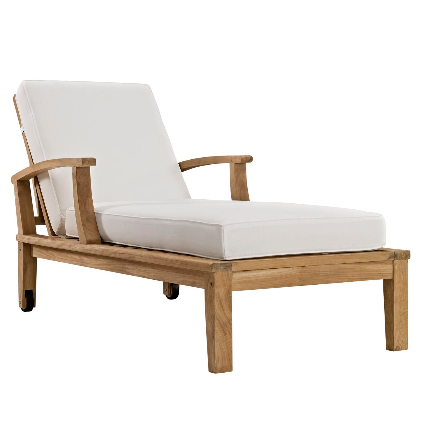 Modway Furniture Marina Outdoor Patio Teak Single Chaise - EEI-1151-NAT-WHI-SET