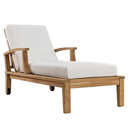 Modway Furniture Marina Outdoor Patio Teak Single Chaise - EEI-1151-NAT-WHI-SET