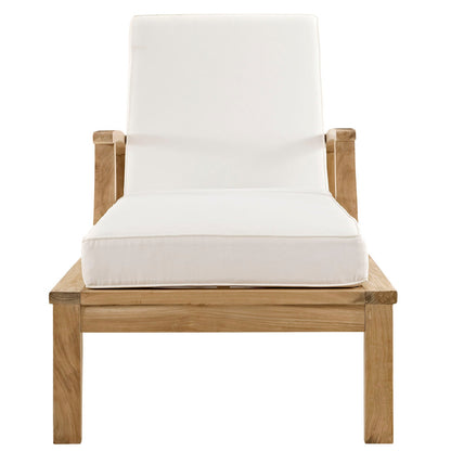 Modway Furniture Marina Outdoor Patio Teak Single Chaise - EEI-1151-NAT-WHI-SET