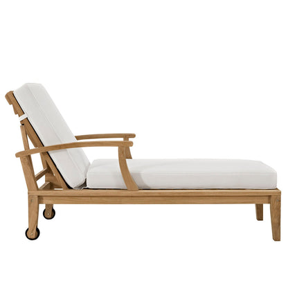 Modway Furniture Marina Outdoor Patio Teak Single Chaise - EEI-1151-NAT-WHI-SET