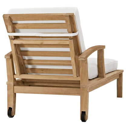 Modway Furniture Marina Outdoor Patio Teak Single Chaise - EEI-1151-NAT-WHI-SET