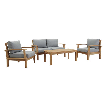Modway Furniture Marina 4 Piece Outdoor Patio Teak Set by Modway – EEI-1469-NAT-GRY-SET