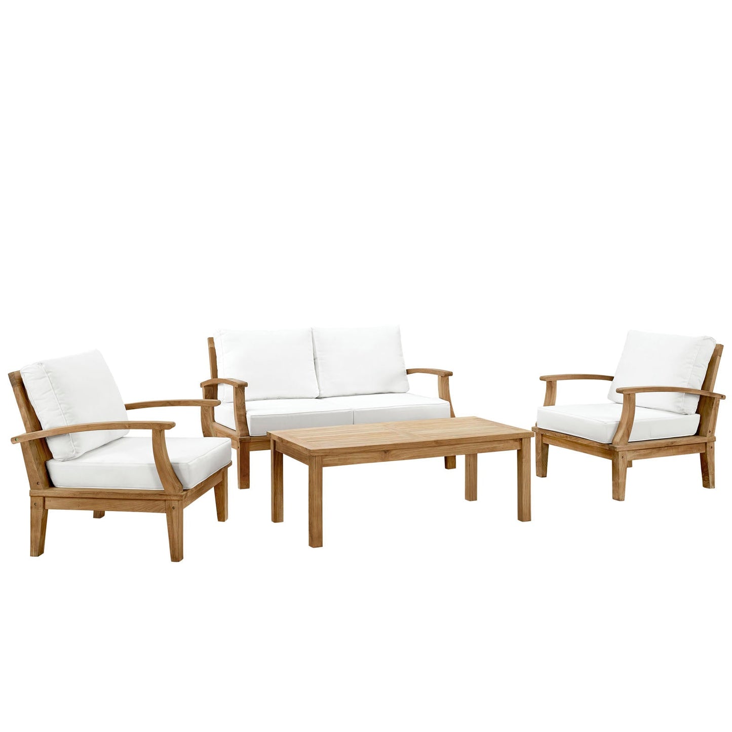 Modway Furniture Marina 4 Piece Outdoor Patio Teak Set by Modway – EEI-1469-NAT-GRY-SET